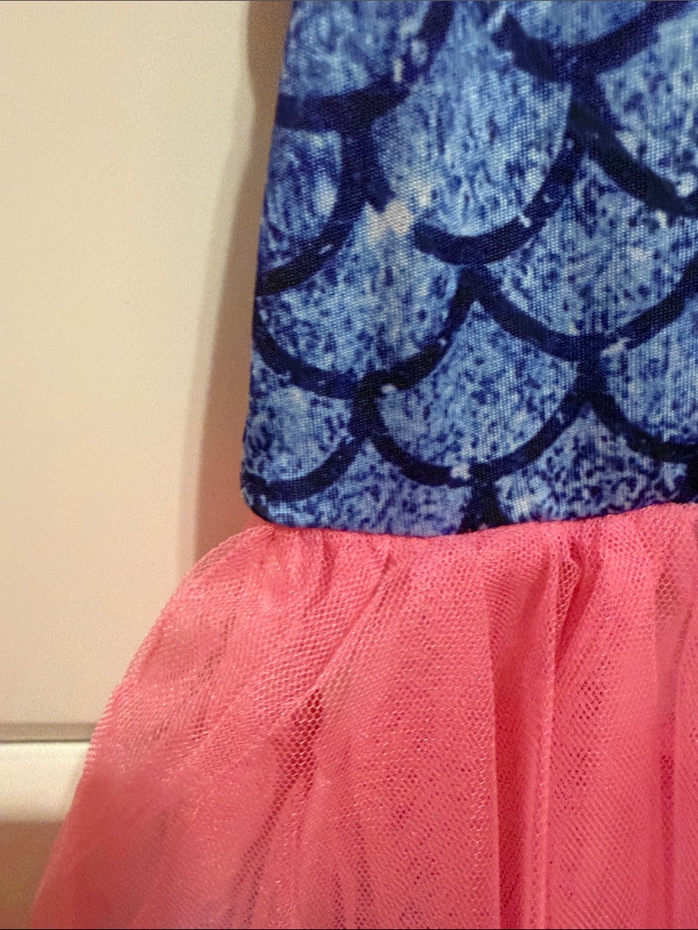 Girls Mermaid Scales Tulle Dress in Blue & Pink - Picture 3 of 5